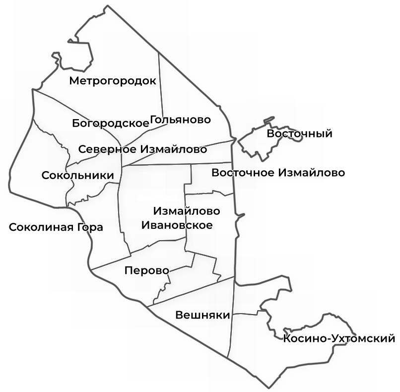 Схема Восточного административного округа г. Москва