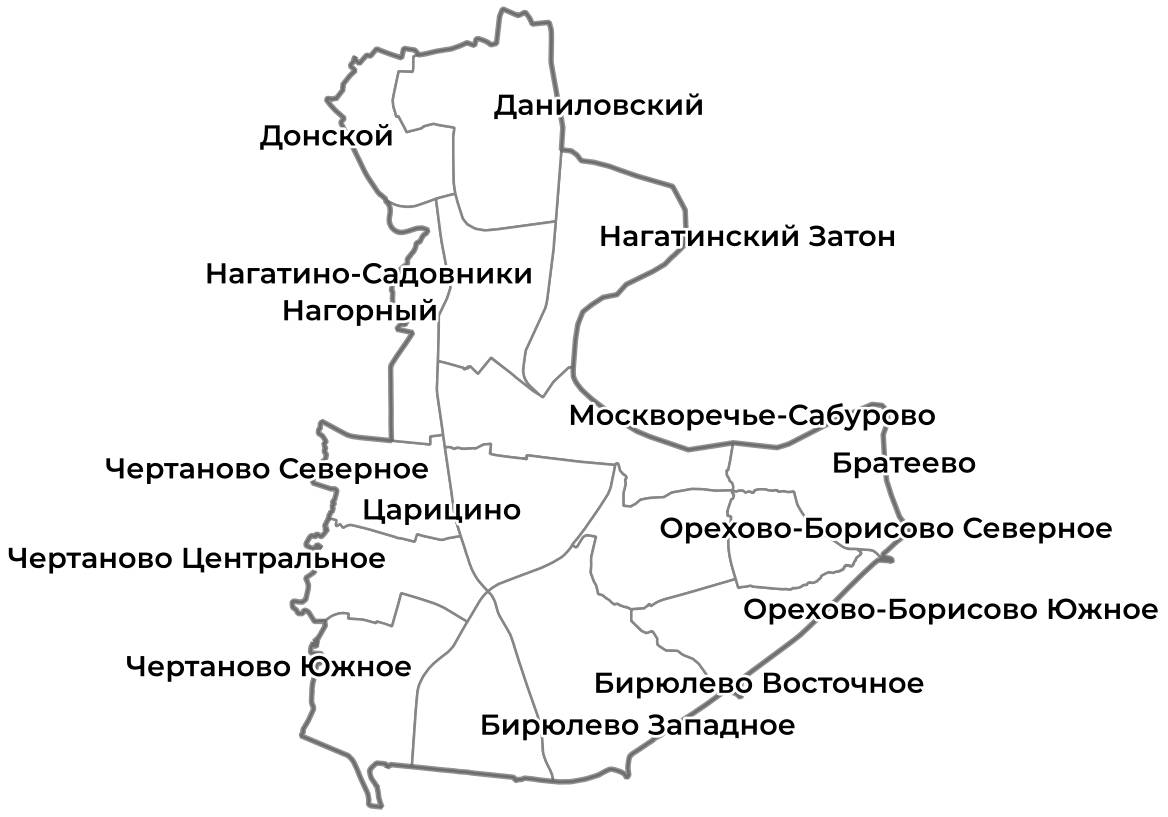 Схема Южного административного округа г. Москва