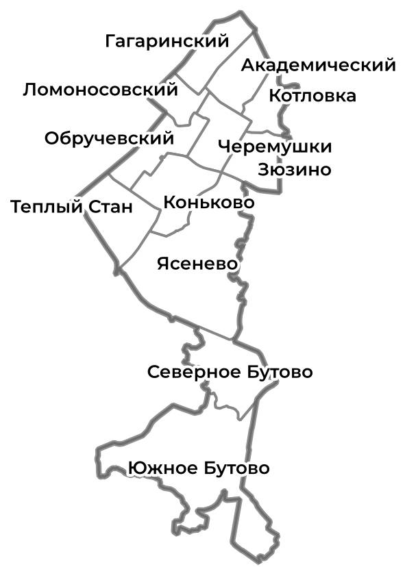 Схема Юго-западный административного округа г. Москвы
